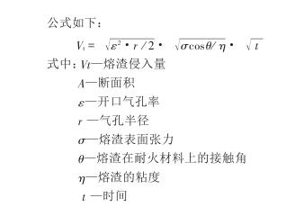 熔渣侵蝕公式